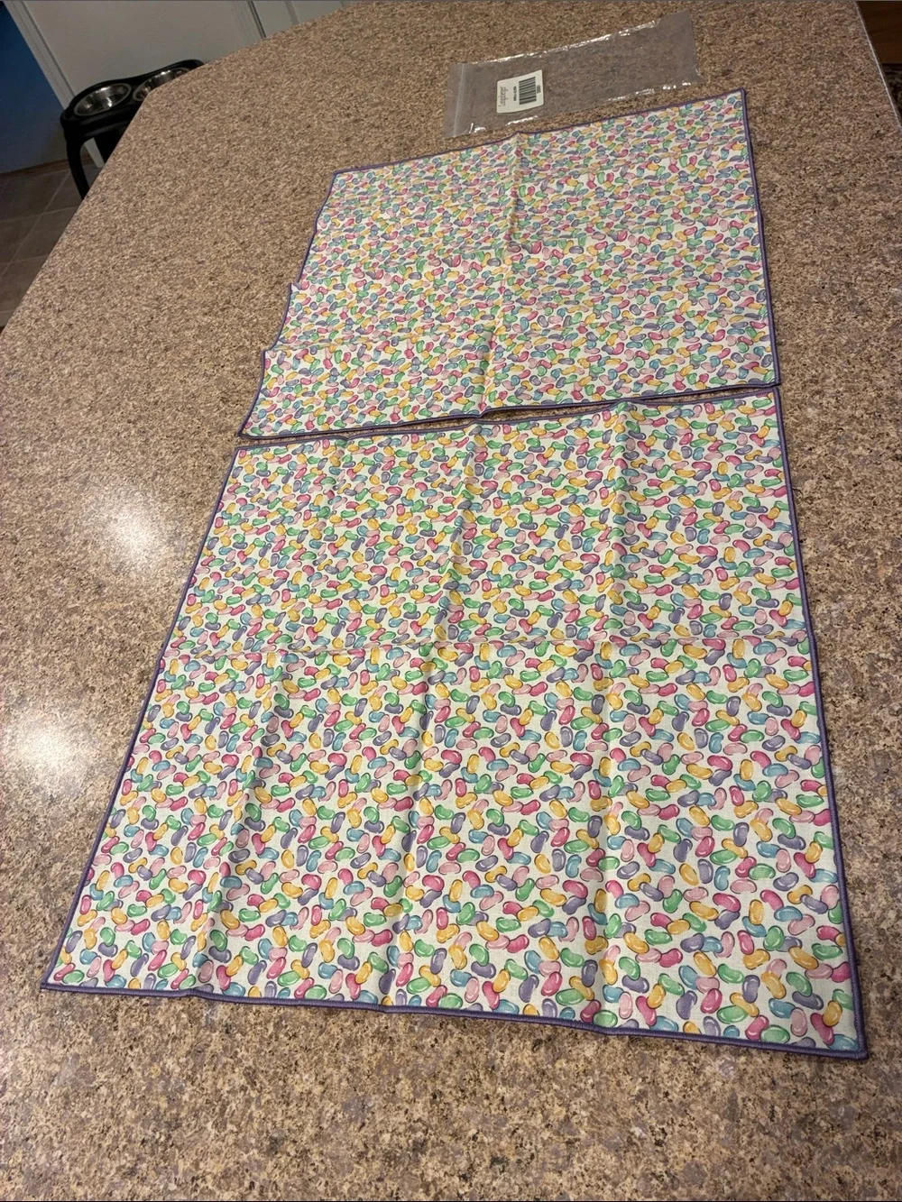 Longaberger Purple Jellybean Print Fabric Napkins - Set of 2